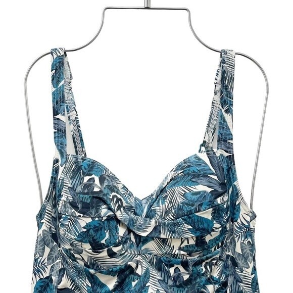 Nip Tuck One Piece Swimsuit Teal Tropical Palm Print Women’s Size 4 Bathing Suit - Picture 3 of 10